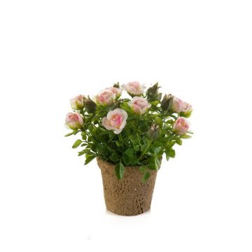Rosa de plástico LARAINA en maceta decorativa, rosa, 15cm