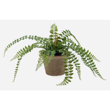 Helecho botón artificial BELONA en maceta de terracota, verde, 50cm