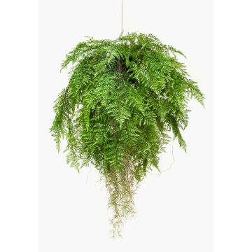 Cesta colgante de helecho de boston artificial NILO, en tierra, raíces, 100cm, Ø80cm