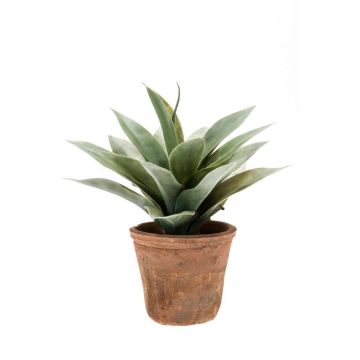 Agave de plástico DESIREE en maceta de terracota, verde, 20cm, Ø25cm