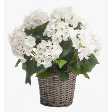 Hortensia artificial JONE en cesta, blanco, 45cm