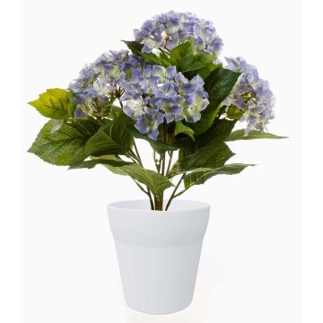 Flor textil de hortensia LAIDA en maceta de cerámica, azul claro, 35cm