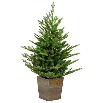 Abeto artificial CARDIFF, maceta de madera, LEDs, 90cm, Ø75cm Abeto artificial CARDIFF, maceta de madera, LEDs, 90cm, Ø75cm
