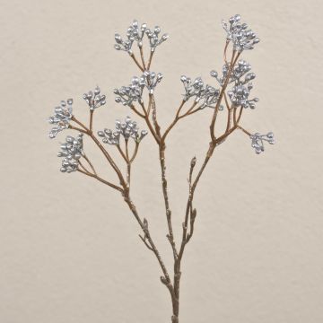 Rama artificial de gaultheria BENZO con bayas, brillo, plata, 40cm