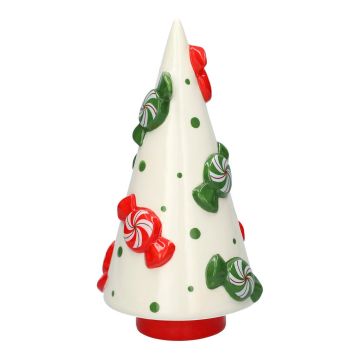 Figura decorativa de abeto CRUMB de cerámica, con caramelos, rojo-blanco-verde, 23,6 cm, Ø 11,8 cm Figura decorativa de abeto CRUMB de cerámica, con caramelos, rojo-blanco-verde, 23,6 cm, Ø 11,8 cm