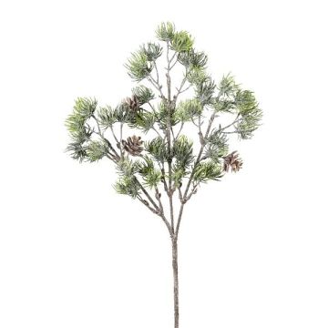 Rama decorativa de cedro SNALTI con piñas, congelada, blanco-verde, 45cm