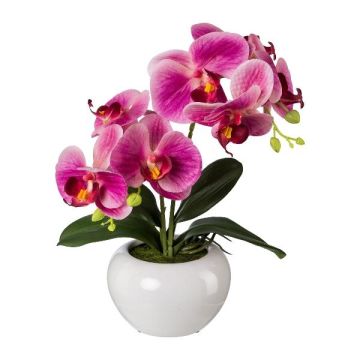 Flor artificial Phalaenopsis KASDA, maceta de cerámica, rosa, 35 cm