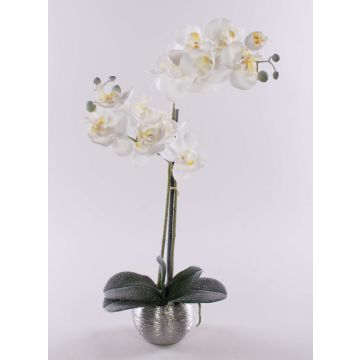 Orquídea Phalaenopsis artificial KAREN, maceta decorativa, con hielo, blanca, 50cm
