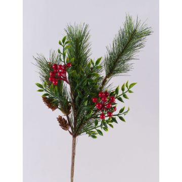 Rama decorativa FREDEGONDA, pino, bayas de serbal, piñas, rojo-verde, 65 cm Rama decorativa FREDEGONDA, pino, bayas de serbal, piñas, rojo-verde, 65 cm