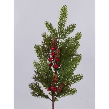 Rama decorativa VARDALIA, abeto, bayas, piñas, rojo-verde, 75 cm