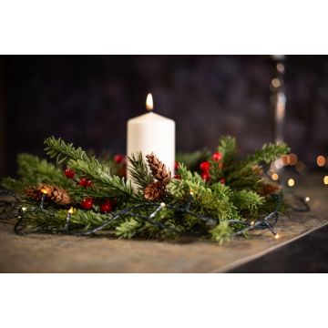 Corona de abeto artificial GENNARO con bayas, piñas, rojo-verde, Ø 40 cm