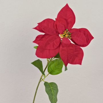 Poinsettia artificial de terciopelo LIBASSE, roja, 65 cm