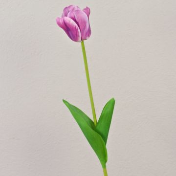Flor artificial de tulipán PJASSINA, violeta-blanco, 65 cm