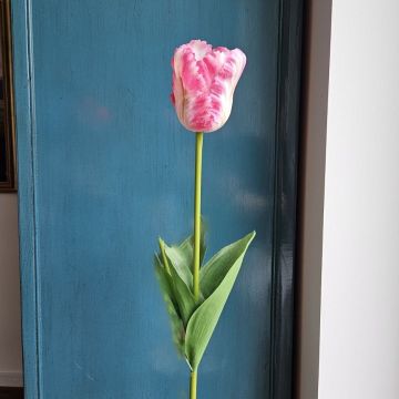 Tulipán artificial PETSCHORA, rosa oscuro-crema, 65 cm