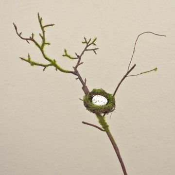 Rama de manzano artificial INDIKIRKA con nido de pájaros, musgo, marrón-verde, 75 cm