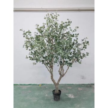 Árbol de eucalipto artificial KEYLAM, tronco artificial, maceta decorativa, verde-gris, 250 cm