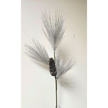 Rama de pino artificial LAIDYS con piñas, plateada, 80 cm