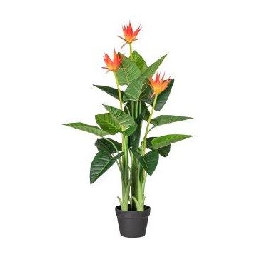Flor artificial caña de India ZILFON en maceta decorativa, naranja, 105 cm