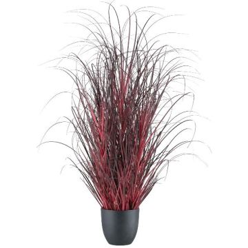 Arte artificial hierba africana TUNPA en maceta decorativa, rojo oscuro, 80 cm