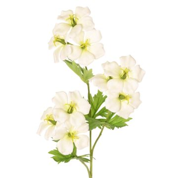 Planta artificial rama de geranio ZEDENA, blanco-verde, 70 cm, Ø 6 cm