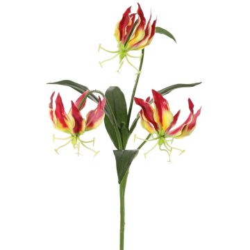Flor decorativa Gloriosa XELA, rojo oscuro y amarillo, 50 cm