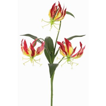 Flor decorativa Gloriosa XELA, rojo oscuro y amarillo, 50cm, Ø4-7cm