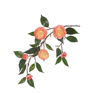 Rama de camelia artificial YARINA con flores, rosa y crema, 75 cm