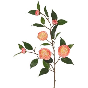 Rama de camelia artificial YARINA con flores, rosa-crema, 75cm