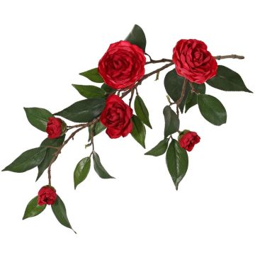 Rama de camelia artificial YARINA con flores, roja, 75 cm