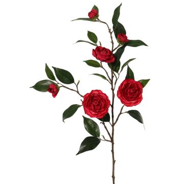 Rama de camelia artificial YARINA con flores, roja, 75cm