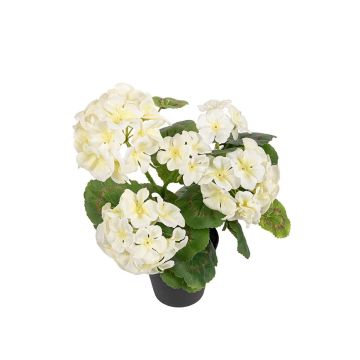 Geranio artificial ELISABETTA en maceta decorativa, blanco, 35 cm