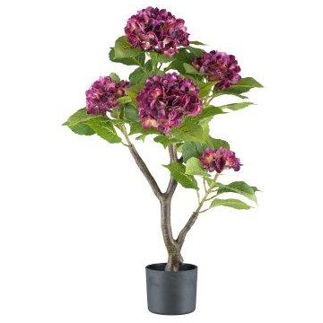 Flor decorativa hortensia ZOLFI en tronco, color violeta, 85 cm