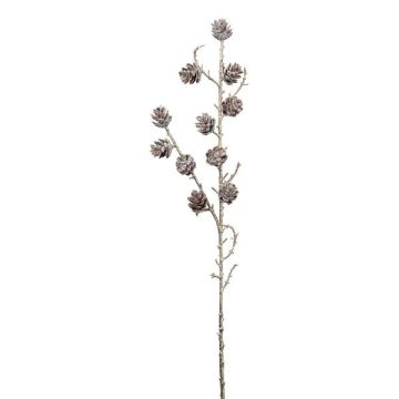 Rama decorativa de alerce BORIKA con piñas, congelada, blanco y marrón, 85 cm