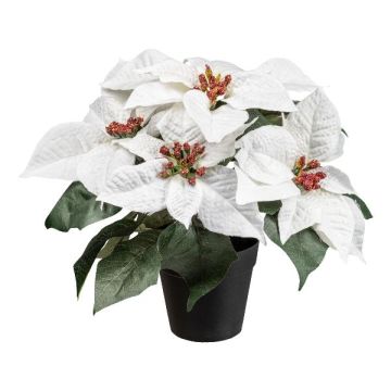 Flor artificial Poinsettia FRIZO en maceta decorativa, blanca, 26cm Flor artificial Poinsettia FRIZO en maceta decorativa, blanca, 26cm