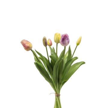 Ramo de tulipanes artificiales Mix LONA, amarillo-rosa-lila, 40cm