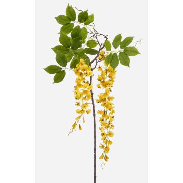 Rama grande de flor artificial glicinia NISSRINE con flores, amarilla, 145 cm