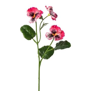 Rama decorativa de pensamientos FREVON, rosa y blanco, 45 cm