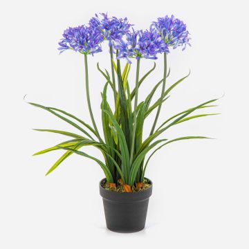 Planta artificial Agapanthus LESEDA en maceta decorativa, azul, 65 cm