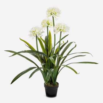 Planta artificial grande agapanto LESEDA en maceta decorativa, blanca, 105 cm
