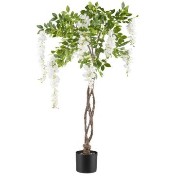 Árbol artificial glicinia SINKE con flores, tronco artificial trenzado, blanco, 115 cm