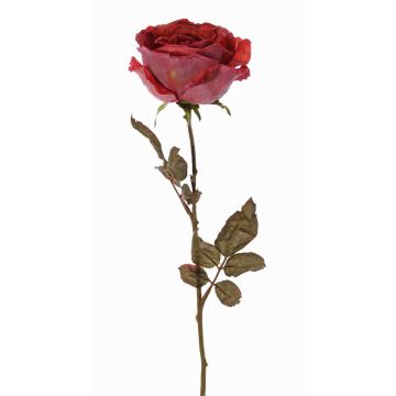 Rosa artificial NAJMA, rojo viejo-violeta, 65cm, Ø10cm