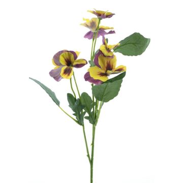 Rama decorativa de pensamientos SIREL, amarillo-violeta, 65 cm