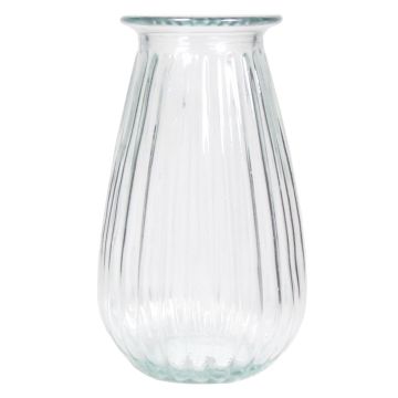 Jarrón de cristal DORITA con estrías, transparente, 21 cm, Ø 13 cm
