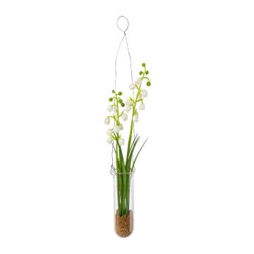 Arreglo floral artificial de muguete FRUKE en jarrón colgante, blanco, 35 cm