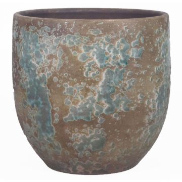 Macetero de cerámica TSCHIL, rústico, degradado de color, marrón-verde, 24cm, Ø24cm