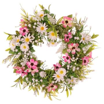 Corona de flores artificial Cosmos MAGADI, muscari, gypsophila, rosa y blanco, Ø 30 cm Corona de flores artificial Cosmos MAGADI, muscari, gypsophila, rosa y blanco, Ø 30 cm