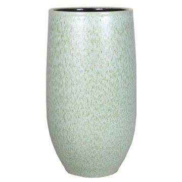 Florero de cerámica ELIEL, moteado, verde menta-blanco, 35cm, Ø18cm