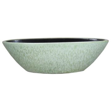 Bol de cerámica en forma de barco ELIEL, moteado, verde menta-blanco, 40x15x12cm
