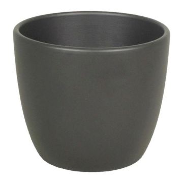 Jardinera de cerámica grande TEHERAN BASAR, antracita mate, 27cm, Ø32cm