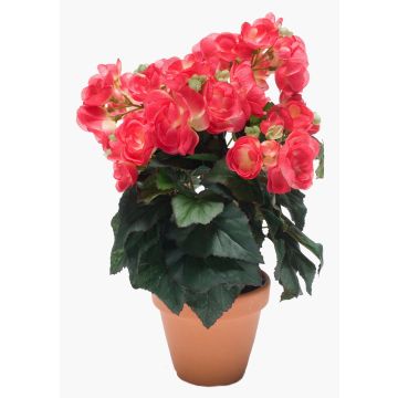 Begonia artificial CATINKA en maceta de terracota, rosa, 30cm